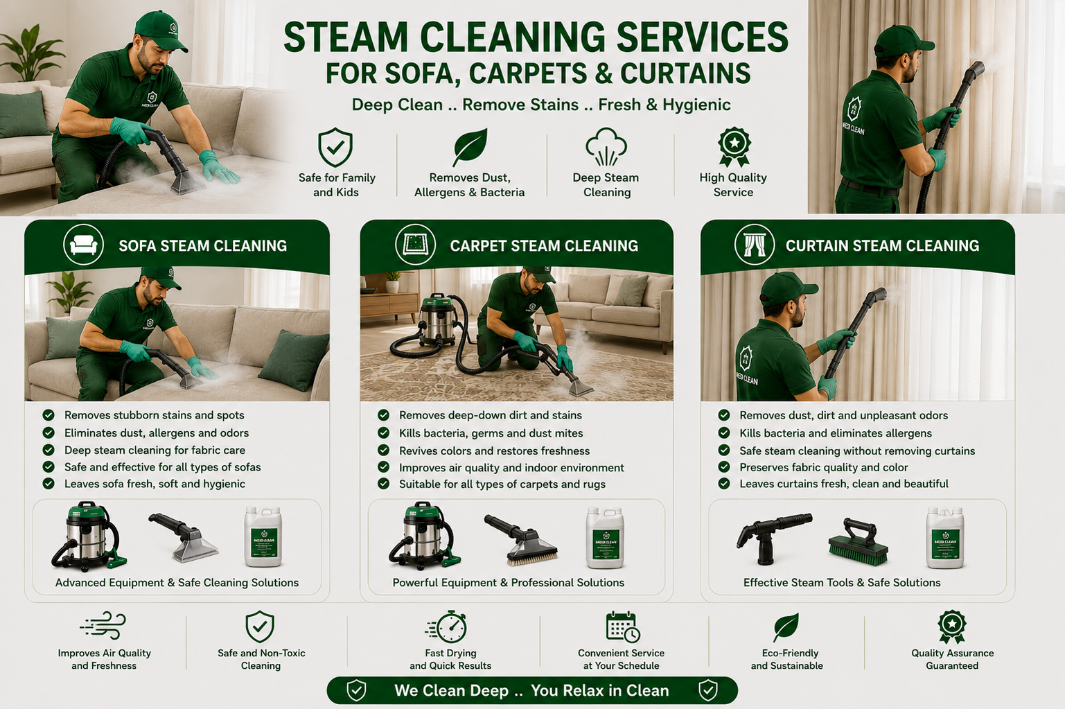 Sofa, Carpet & Curtain Steam Cleaning